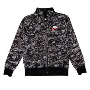 Nike Boys’ Black and White All-Over Logo Print Zip Jacket S (4-5 yrs)